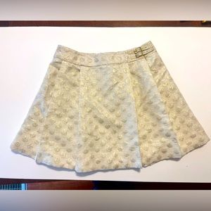 Kate Spade champagne and gold polka dot pleated skirt, 12Y